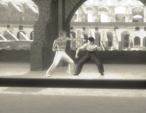 Bruce Lee as Tang Lung vs Chuck Norris as Colt in the classic fight in Colosseum from The Way of the Dragon movie CGI rendering by Marten Go aka MGO
