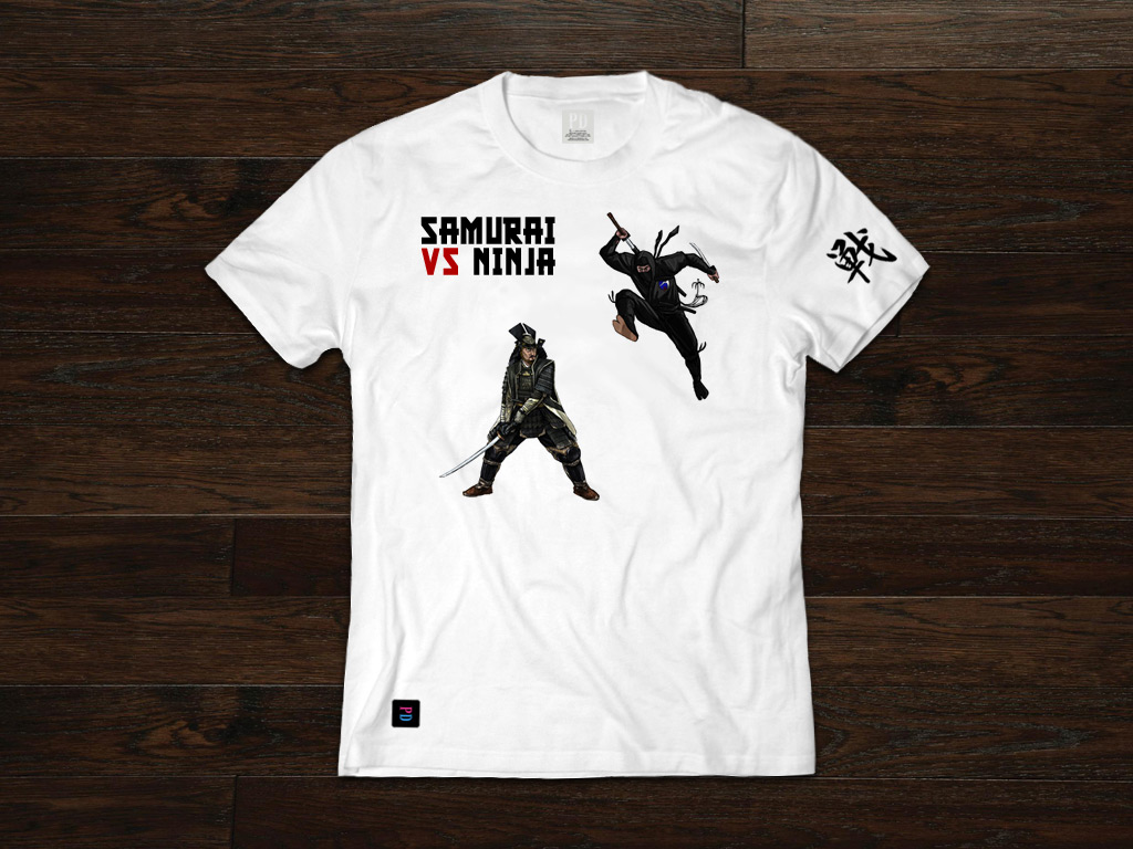 Samurai Vs. Ninja PD T-Shirt design by Marten Go aka MGO
