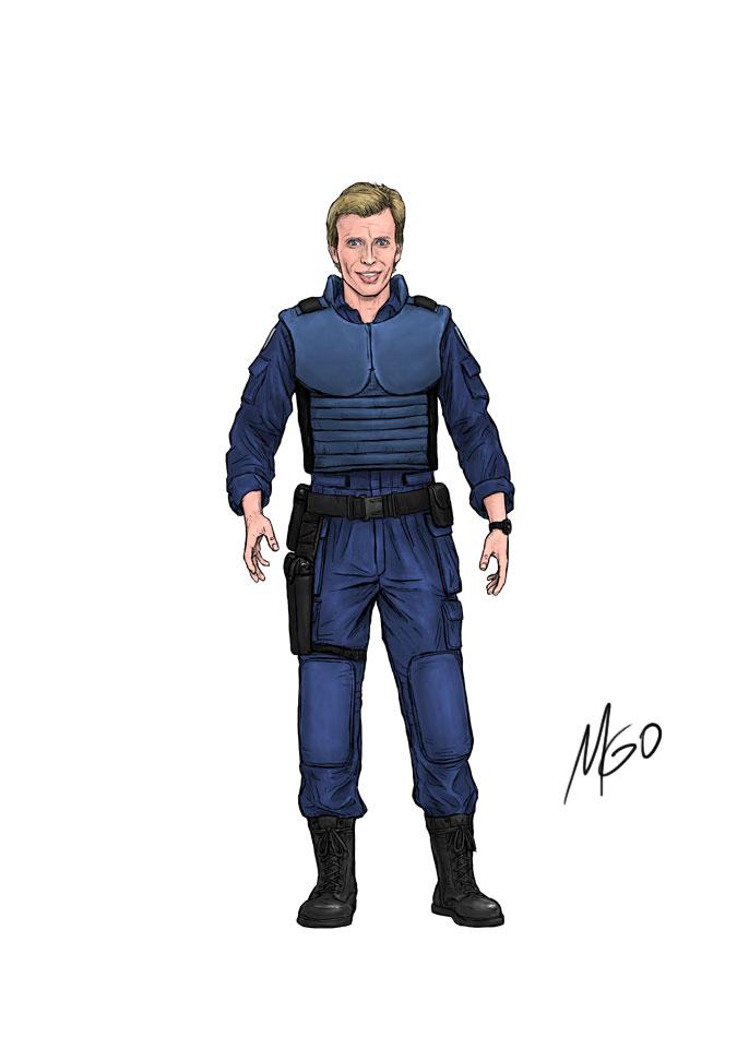 Policeman character illustration by Marten Go