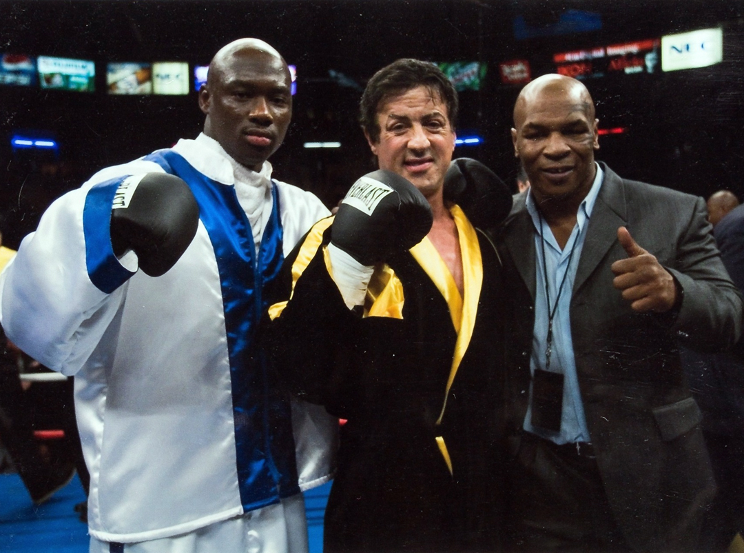 Rocky Balboa posing with Mason Dixon and Mike Tyson